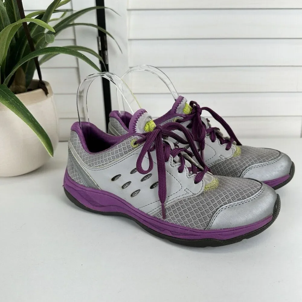 Vionic Venture Low Top Sneaker Silver Purple Arch Support Orthopedic Shoe Size 6